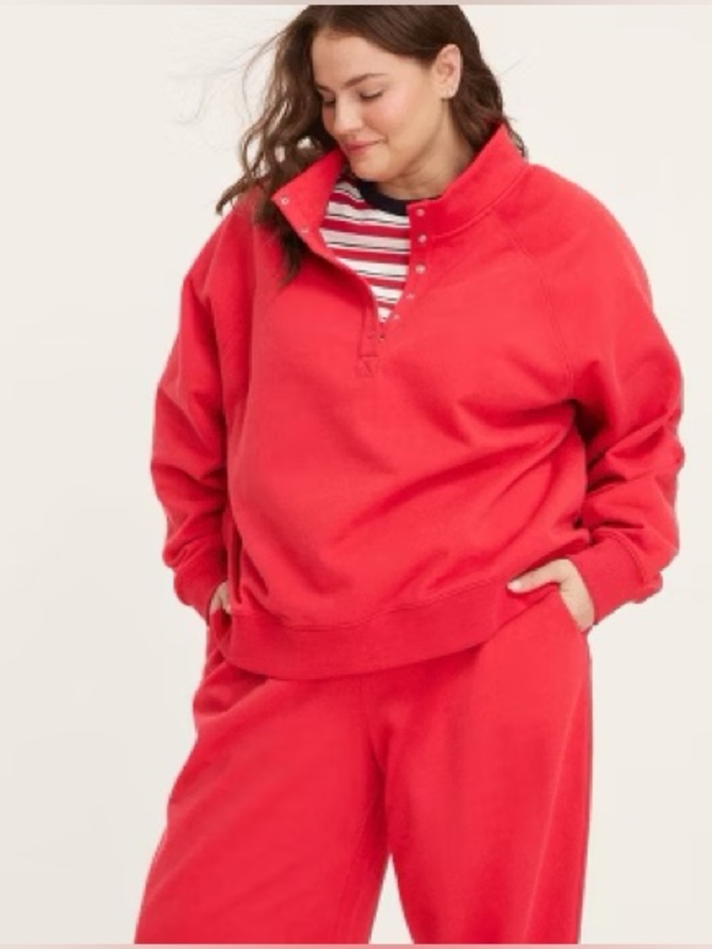 Women’s Snap Mockneck Popover Sweatshirt - Parke x Target Red